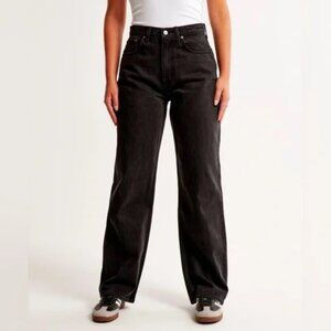 Abercrombie & Fitch High-Rise Wide-Leg Jeans in Black